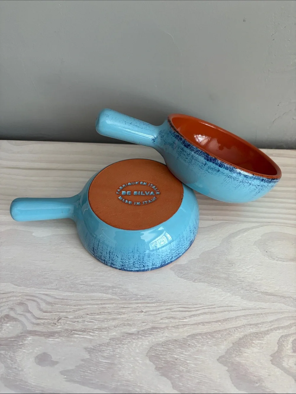 De Silva Capri Blue Terracotta‎ Soup Bowls, Set of 2
